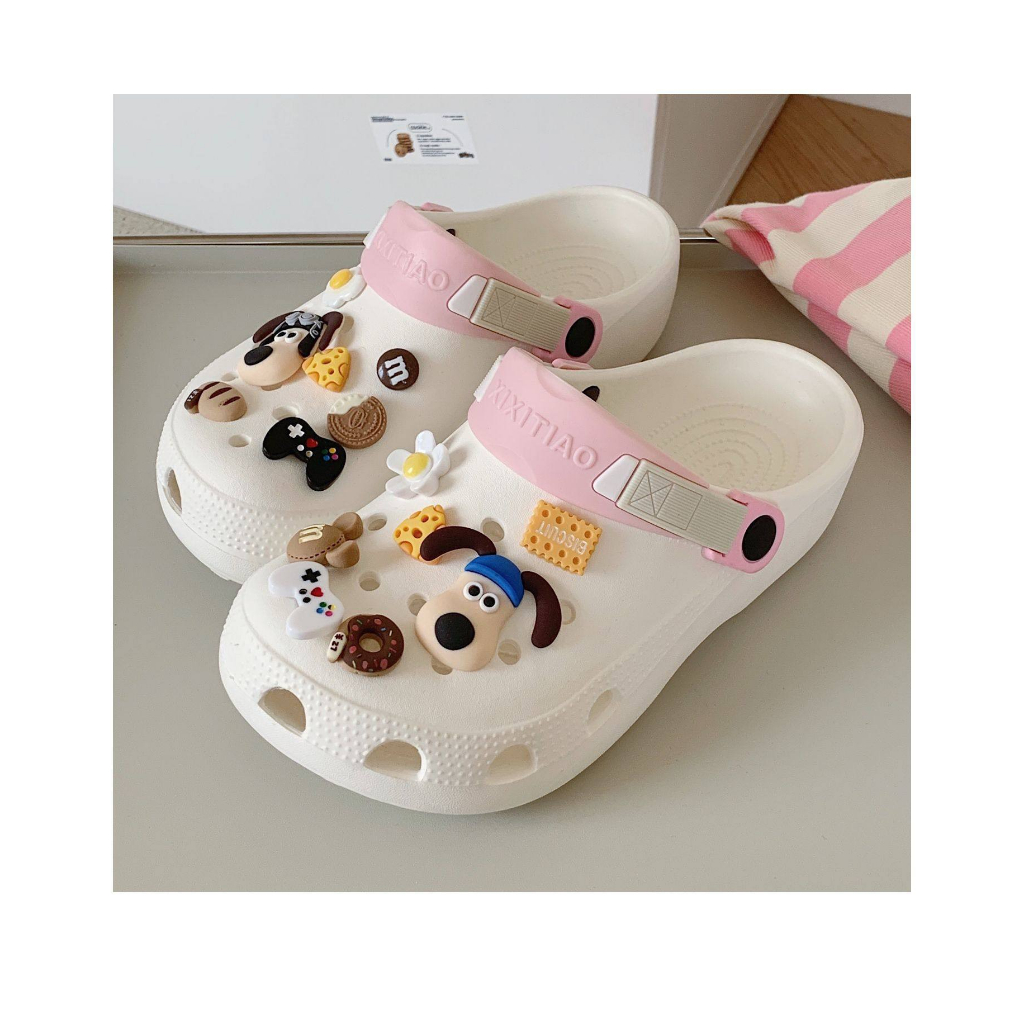 Dép sục tăng chiều cao Nam/Nữ gắn Stiker hoạt hình Wallace vs Gromit