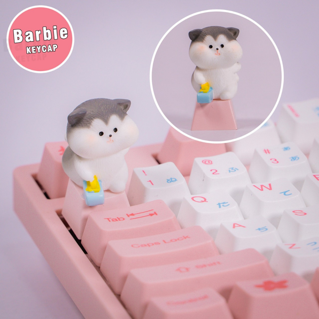 Nút bàn phím cơ R4 PBT keycap Mèo Con Trượt Tuyết đáng yêu