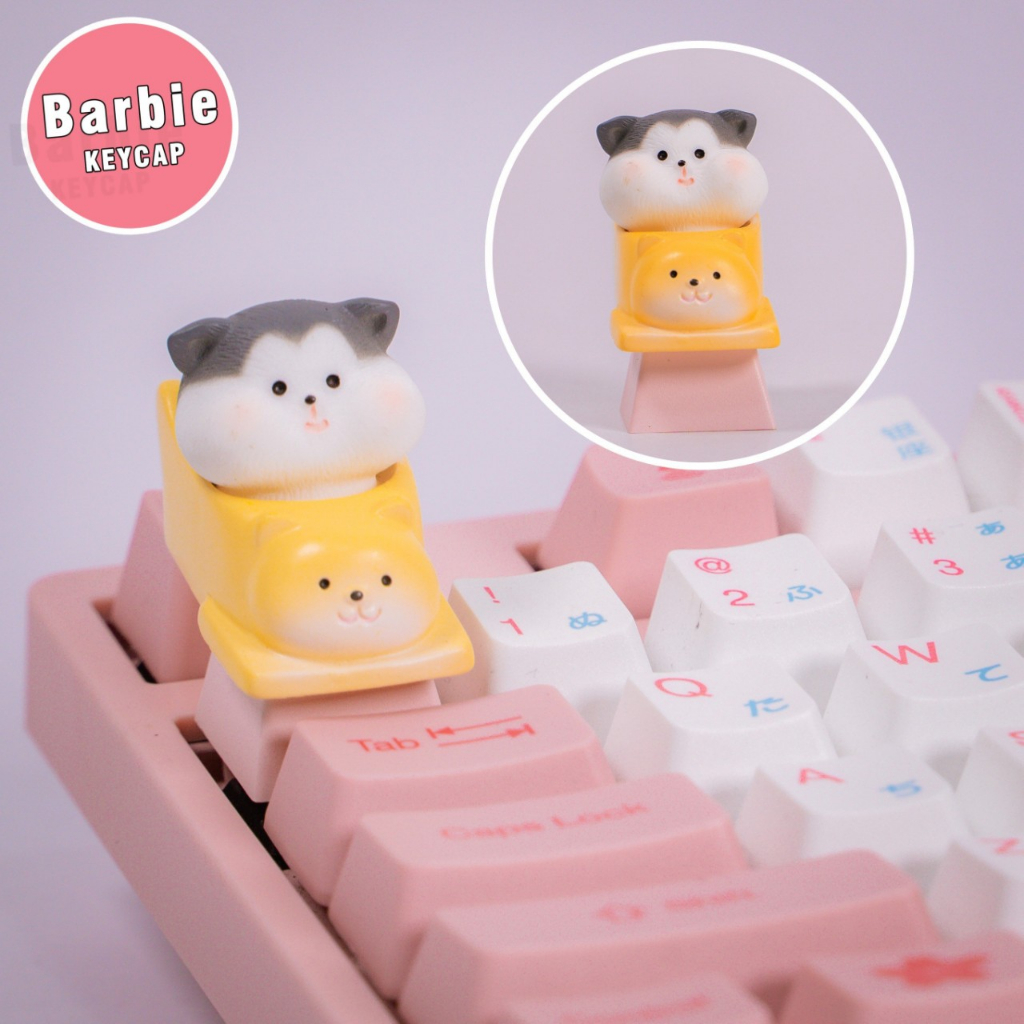 Nút bàn phím cơ R4 PBT keycap Mèo Con Trượt Tuyết đáng yêu