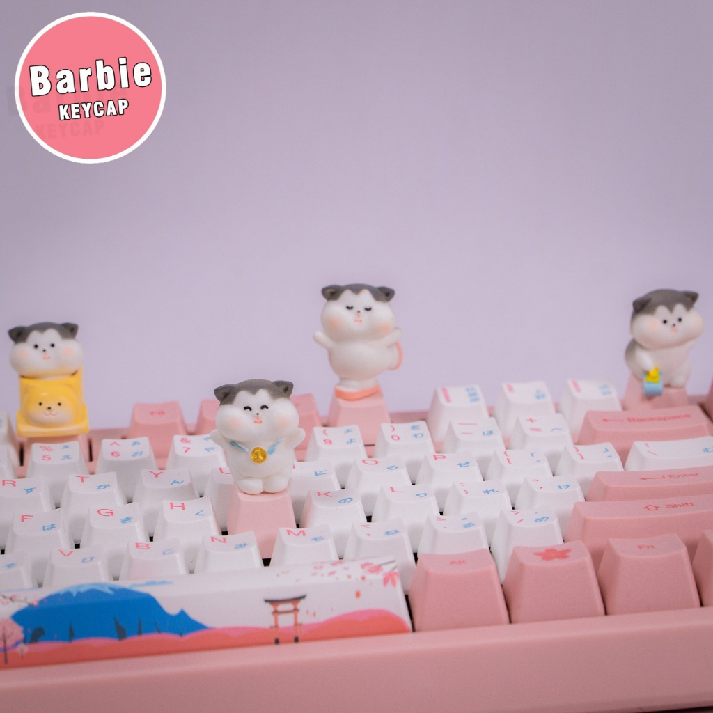 Nút bàn phím cơ R4 PBT keycap Mèo Con Trượt Tuyết đáng yêu