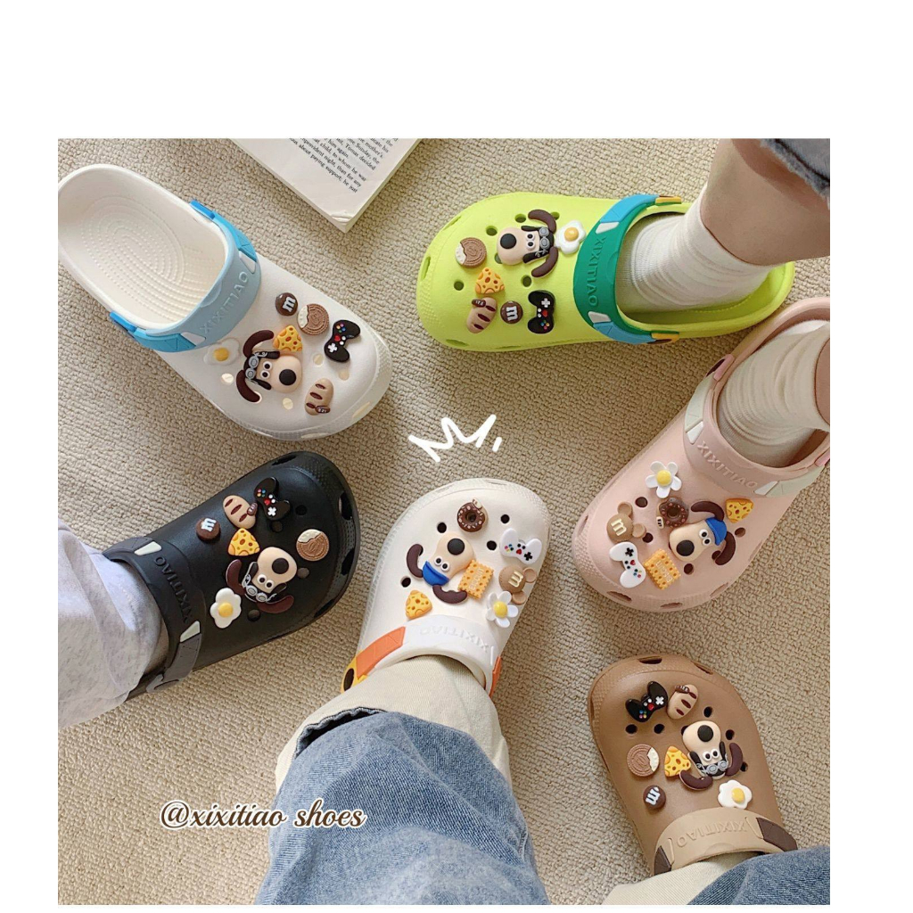 Dép sục tăng chiều cao Nam/Nữ gắn Stiker hoạt hình Wallace vs Gromit