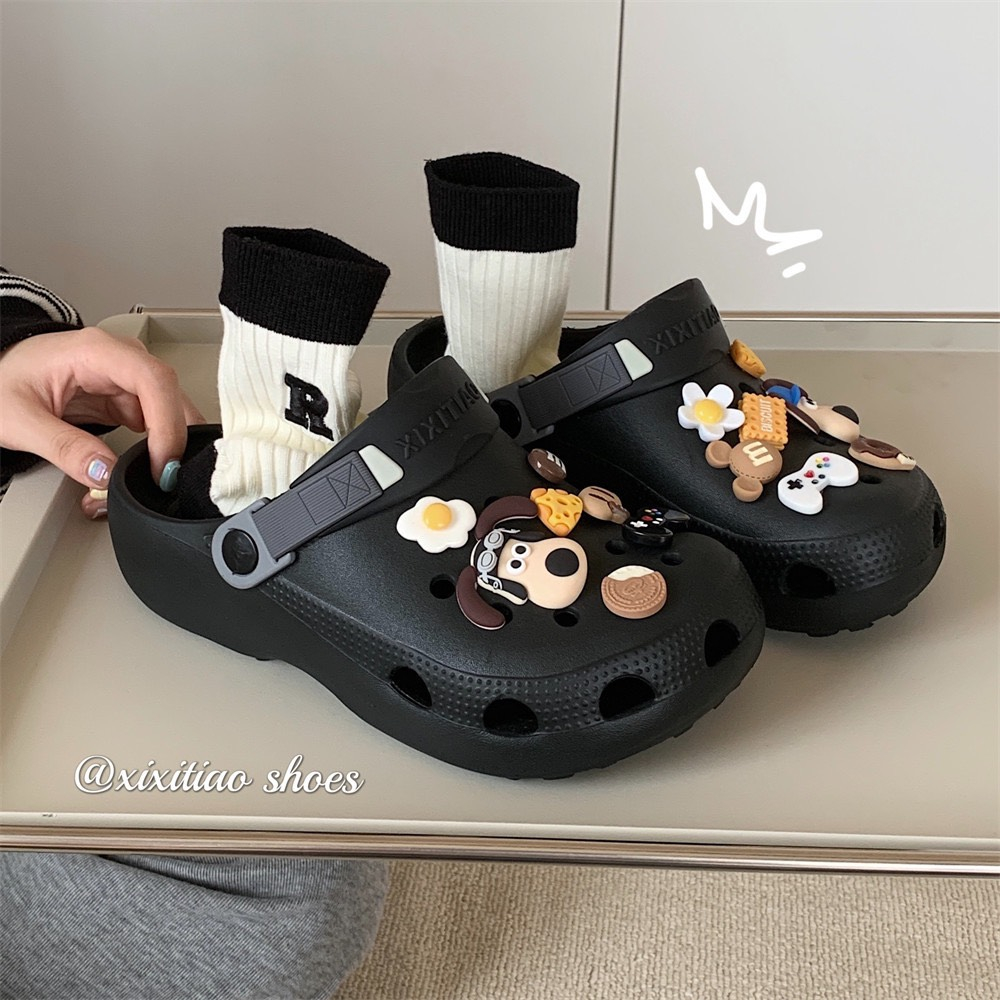 Dép sục tăng chiều cao Nam/Nữ gắn Stiker hoạt hình Wallace vs Gromit