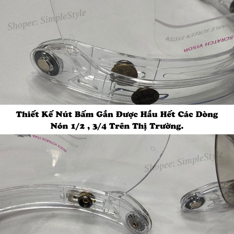 Kính Bubble Gắn Nón 3/4, Fullface - Kính Thay Mũ Bảo Hiểm Đủ Màu