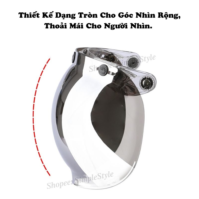 Kính Bubble Gắn Nón 3/4, Fullface - Kính Thay Mũ Bảo Hiểm Đủ Màu