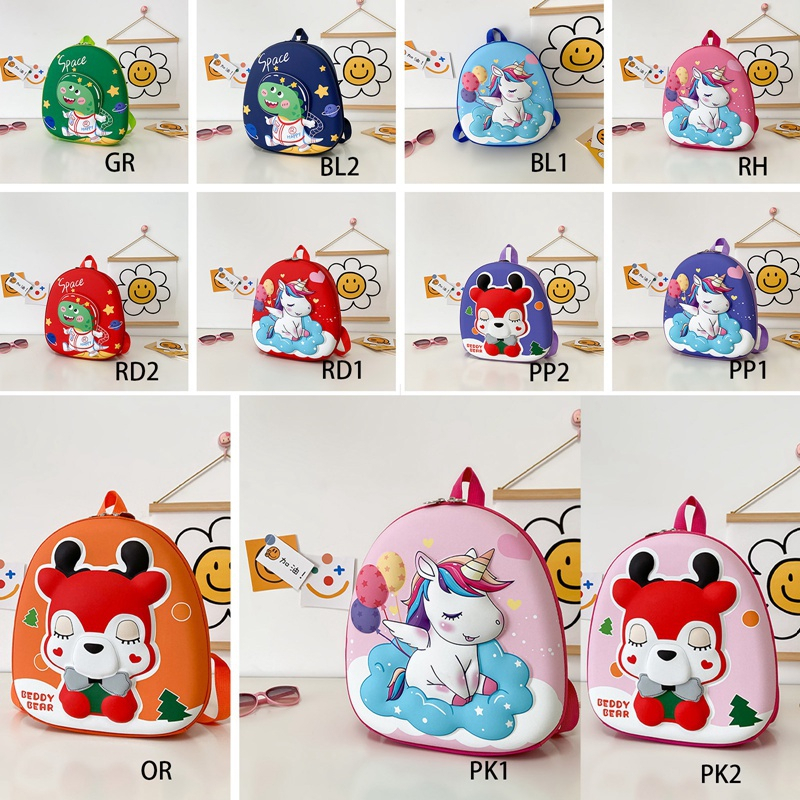 Ba Lô Nhẹ In Họa Tiết Kỳ Lân Hoạt Hình Dễ Thương Cho Bé