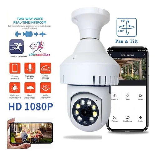 Camera IP Wifi YOOSEE GT-36086 2MP Báo khói, Báo cháy dạng chuôi bóng đèn (355°-120°, 1920x1080, 6mm