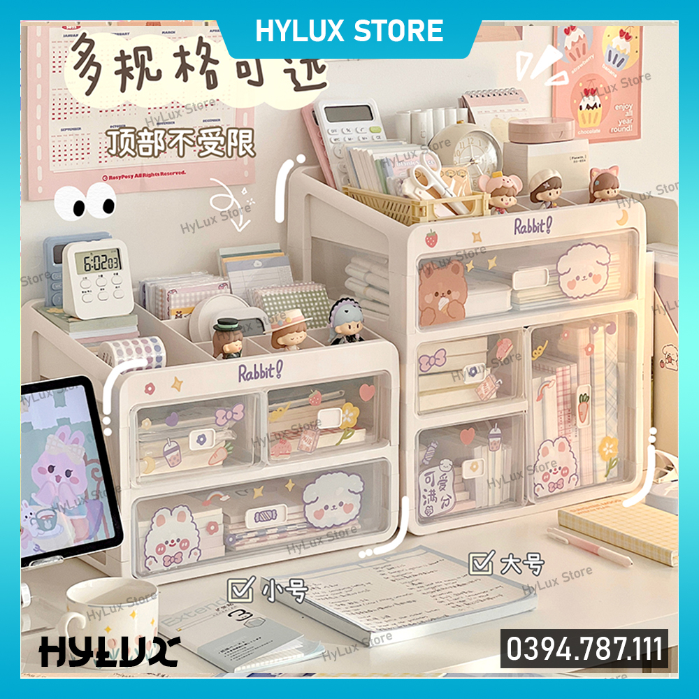 Hộp đựng mỹ phẩm để bàn bằng nhựa cao cấp đủ size, có ngăn kéo tiện lợi - Hộp đựng đa năng