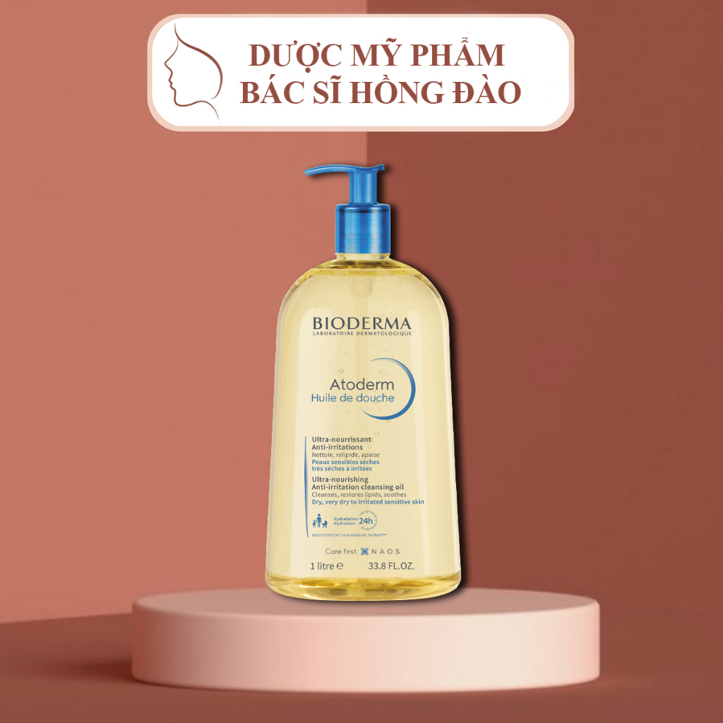 Dầu Tắm Bioderma Atoderm Huile De Douche làm sạch, làm dịu và dưỡng ẩM cho da khô 200ML 1000ML - BS HỒNG ĐÀO