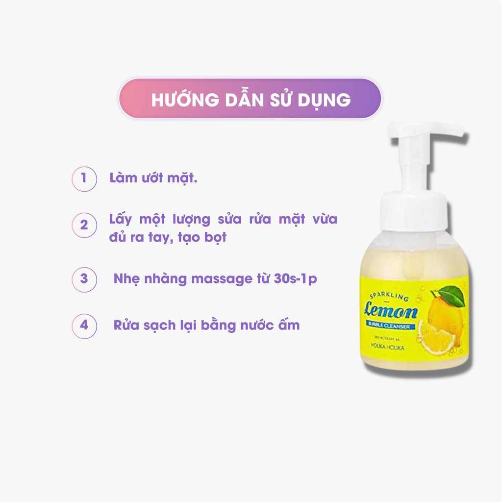 Bọt rửa mặt Hàn Quốc Holika Holika chiết xuất chanh loại bỏ bã nhờn và bụi bẩn, giúp sáng da và đều màu 300ml - 7151