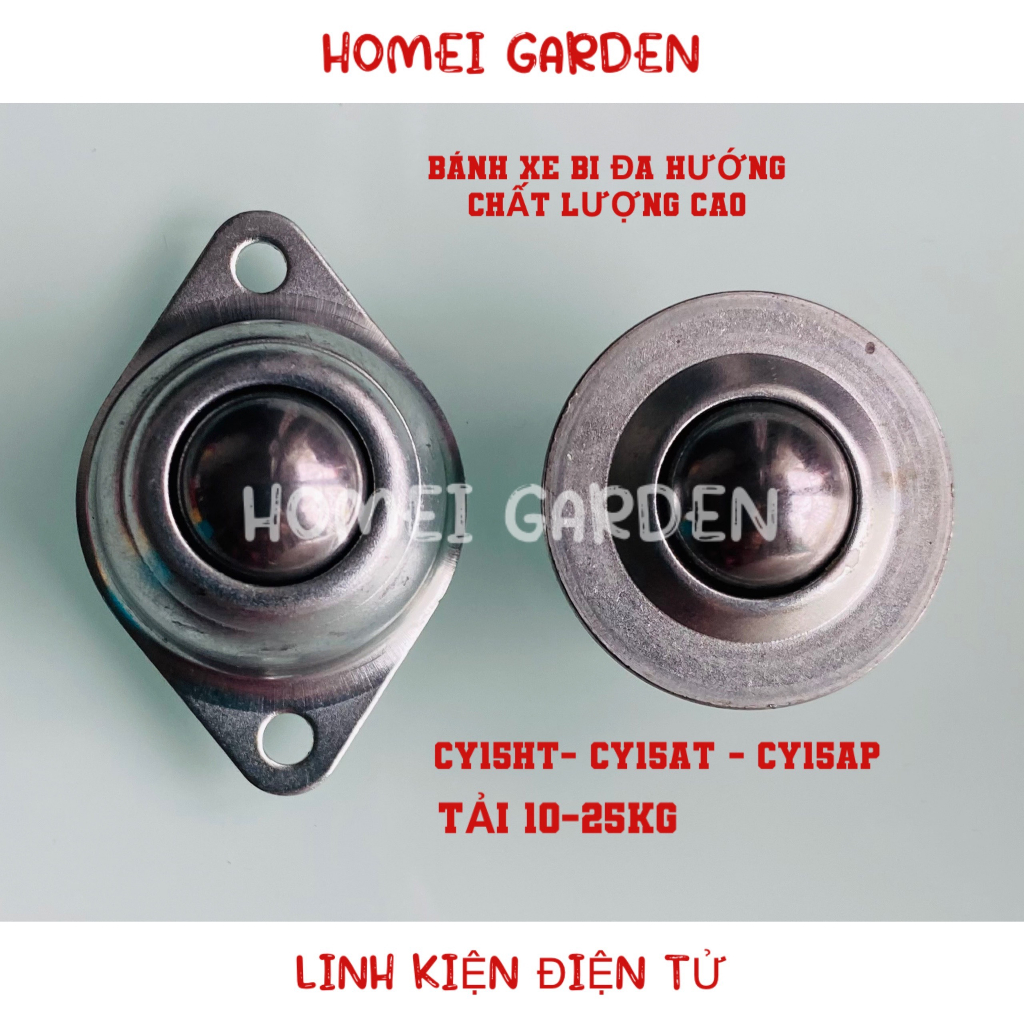 Bánh xe bi đa hướng, con lăn bi đa hướng CY-15, bi thép/bi nylon 15mm tải 25kg - CY15HT | CY15AP | CY15AT