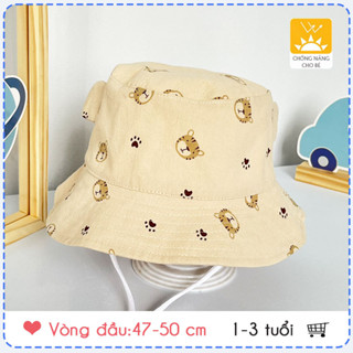 Nón Tai Bèo trẻ em 1-3 tuổi rộng vành che nắng Họa Tiết Động Vật Dễ Thương Phong Cách Hàn Quốc Cho Bé