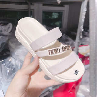 Dép nâng đế 3cm quai đan khóa miu miu chất da đẹp