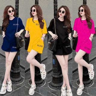 SET SHORT COTTON THÊU LOGO ELISE CAO CẤP