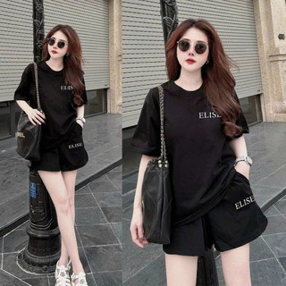 SET SHORT COTTON THÊU LOGO ELISE CAO CẤP