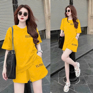 SET SHORT COTTON THÊU LOGO ELISE CAO CẤP