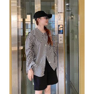 𝐂𝐚𝐫𝐨 𝐓𝐨𝐩 - Áo caro mix tay rút