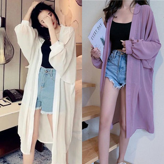 Áo Sơ Mi Dáng Dài Chất Liệu Mỏng Nhẹ Dáng Rộng Khoác Choàng Ngoài Phối Bikini Đi Biển Hottrend Mùa Hè 2023