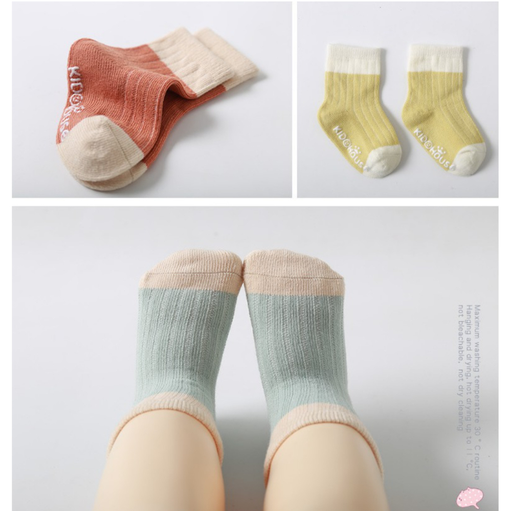 Tất trẻ em thu đông Kid House chất liệu cotton co dãn chống trượt 8 màu cực xinh cho bé trai bé gái