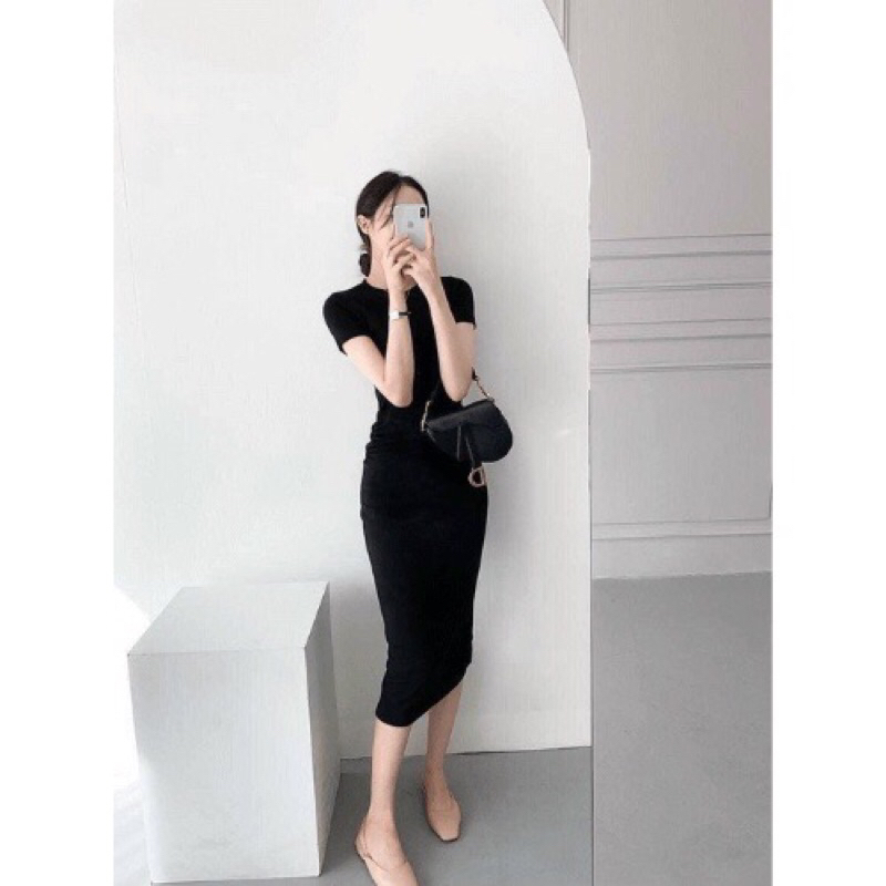 (Freeship)Váy đầm thun body gợi cảm form midi dài qua gối mặc hằng ngày 4November