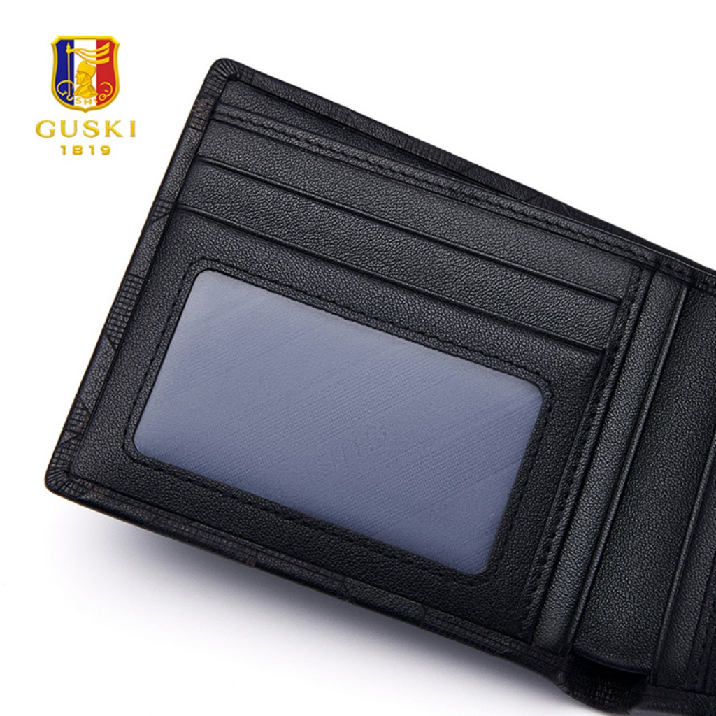 Ví nam cao cấp da bò GUSKI,bóp da nam da thật GKV03