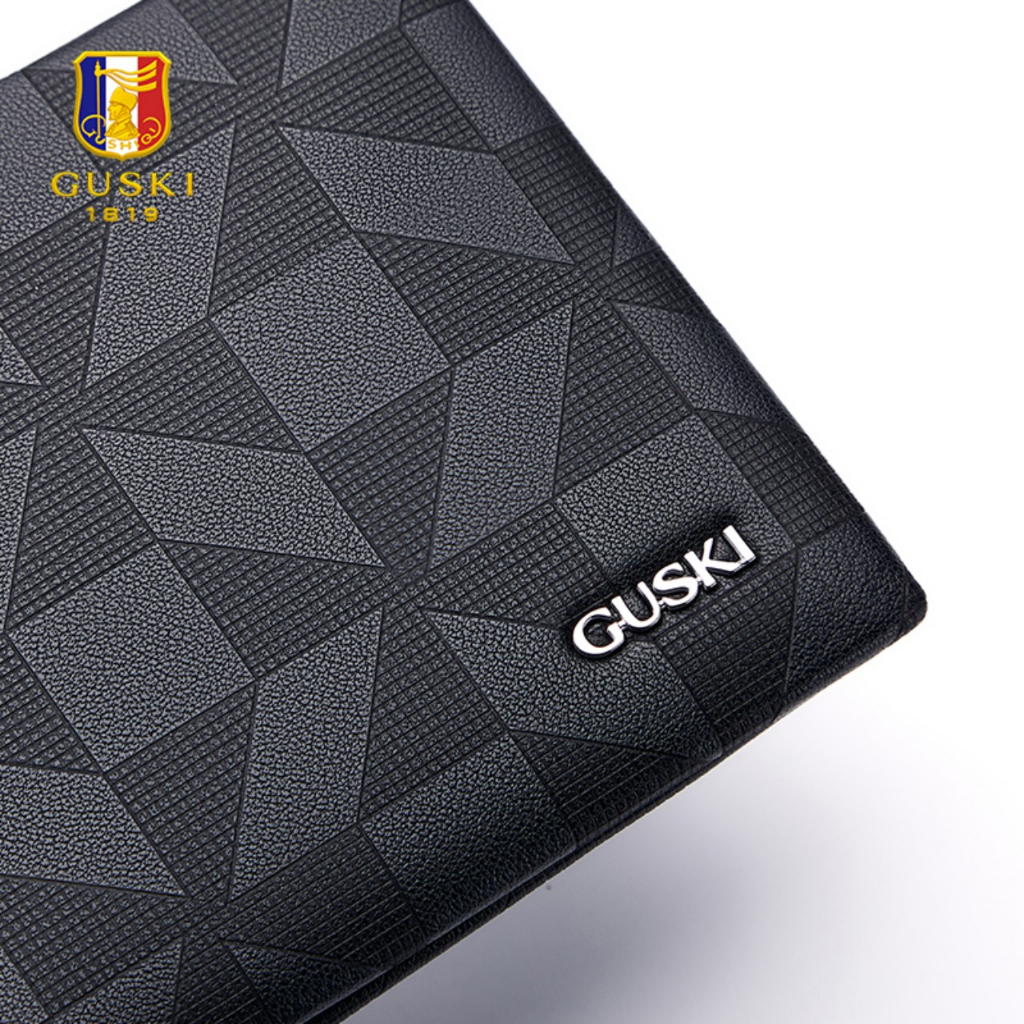 Ví nam cao cấp da bò GUSKI,bóp da nam da thật GKV03