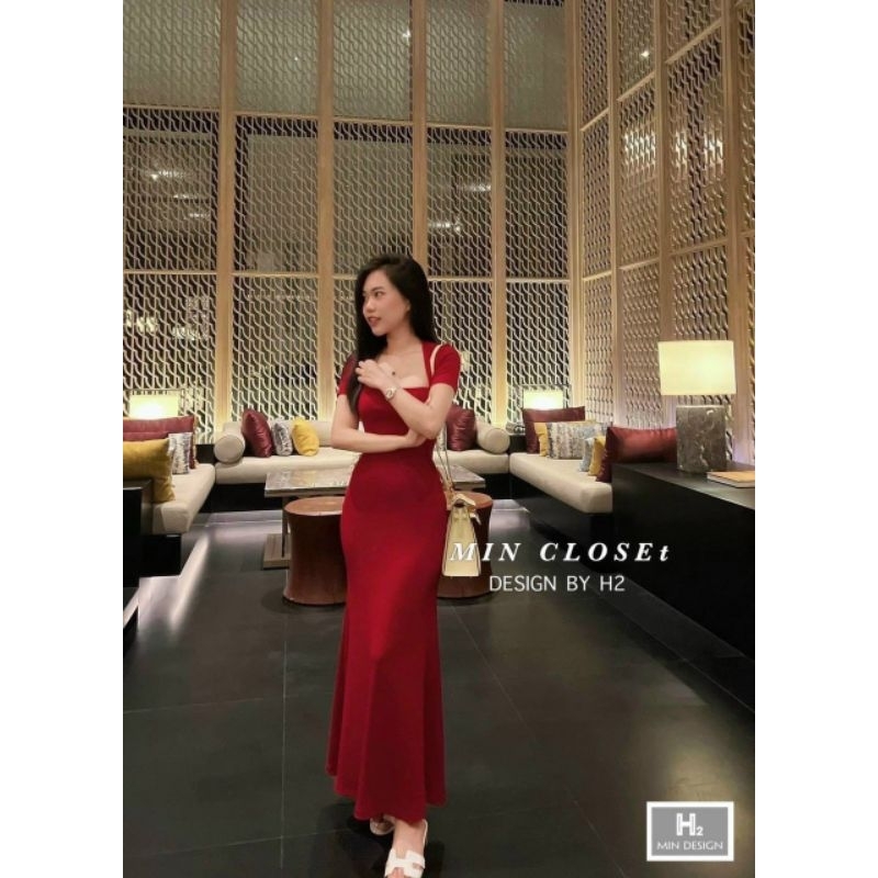 Đầm Tay Ngắn Cổ Vuông Xòe Đuôi Cá Basic - Dài Maxi Ôm Body Sexy - Tiểu Thư Bánh Bèo Cute Sang Chảnh Đi Chơi Đi Tiệc LS