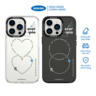 Ốp lưng iPhone viền trắng, đen chống sốc chống va đập Weekase in hình horoscope cung bọ cạp - Màu in cực bền