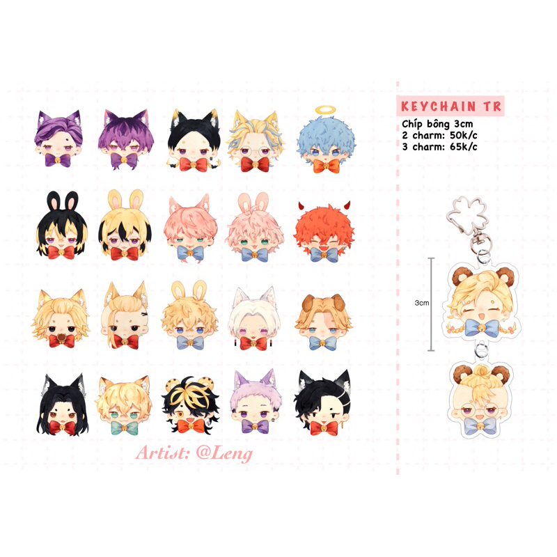 Móc khoá chibi hai mảnh 3cm LIMITED