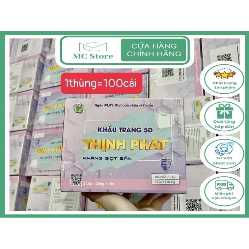 [ Set 10 cái ] Khẩu trang 5d Thịnh Phát  3 lớp kháng khuẩn cực tốt