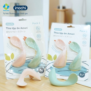 Bộ 2 thìa tập ăn amori inochi, thìa tập xúc thức ăn cho bé ăn dặm