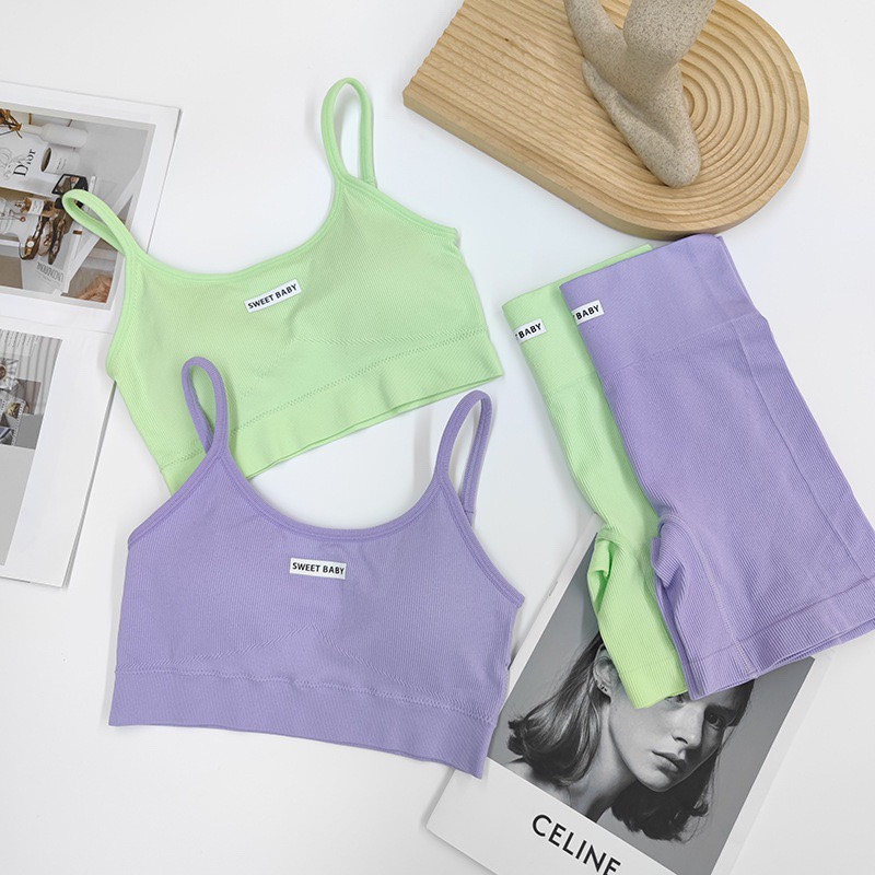 Set Bộ Tập Gym Yoga Erobic Co Dãn Đa Chiều Dây Đan Lưng Tôn Dáng Siêu Sexy 995