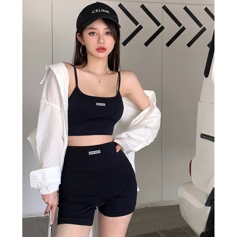 Set Bộ Tập Gym Yoga Erobic Co Dãn Đa Chiều Dây Đan Lưng Tôn Dáng Siêu Sexy 995