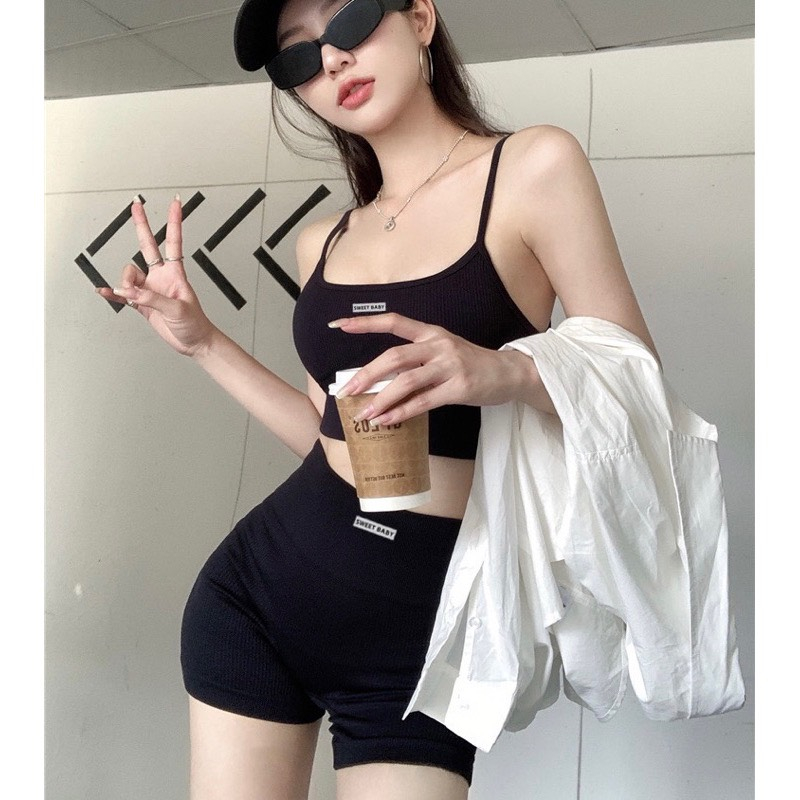 Set Bộ Tập Gym Yoga Erobic Co Dãn Đa Chiều Dây Đan Lưng Tôn Dáng Siêu Sexy 995