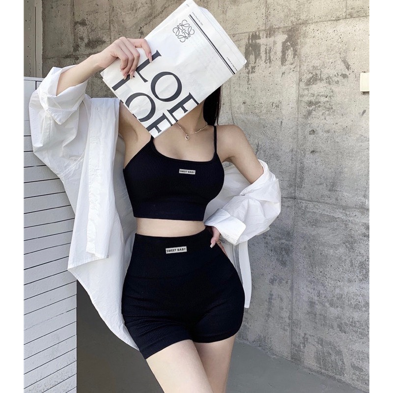 Set Bộ Tập Gym Yoga Erobic Co Dãn Đa Chiều Dây Đan Lưng Tôn Dáng Siêu Sexy 995