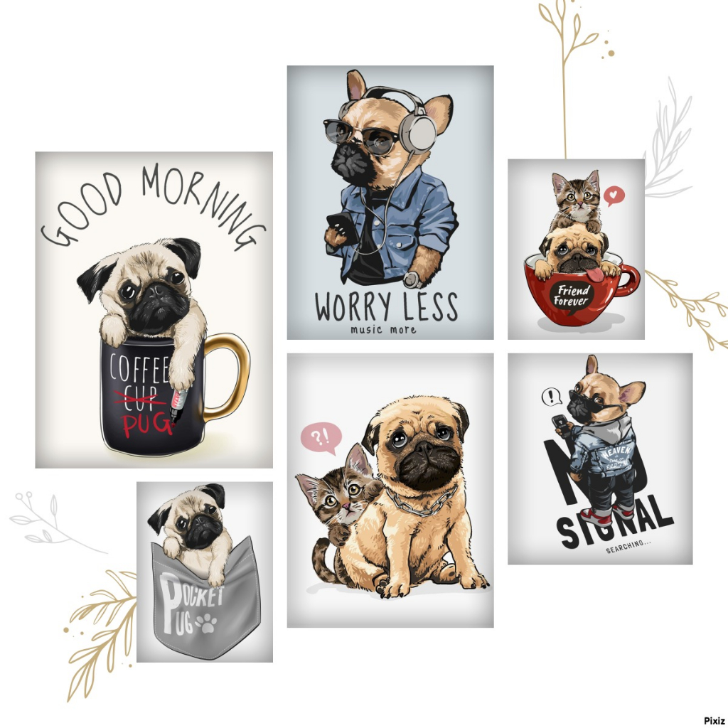 (Hình Ủi Nhiệt Quần Áo - Miếng Dán Ủi Quần Áo) Có In Theo Yêu Cầu, Hình Ủi Chó Pug 14
