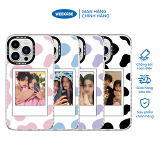 Ốp lưng iPhone viền trắng, đen chống sốc chống va đập Weekase in hình khung ảnh họa tiết bò sữa - Màu in cực bền