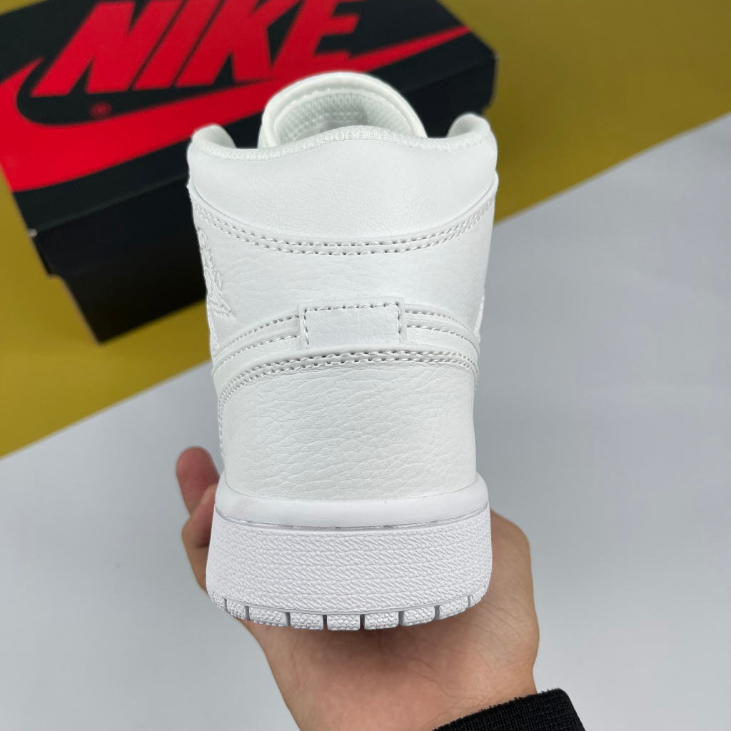 Giày JD1 Mid Patent Triple White, JD1 Cao Full Trắng Bản Cao Cấp - Than.Shoes