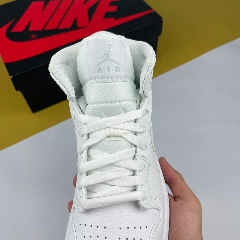 Giày JD1 Mid Patent Triple White, JD1 Cao Full Trắng Bản Cao Cấp - Than.Shoes