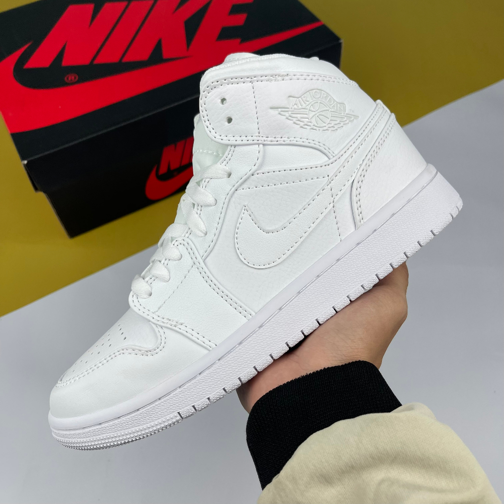 Giày JD1 Mid Patent Triple White, JD1 Cao Full Trắng Bản Cao Cấp - Than.Shoes