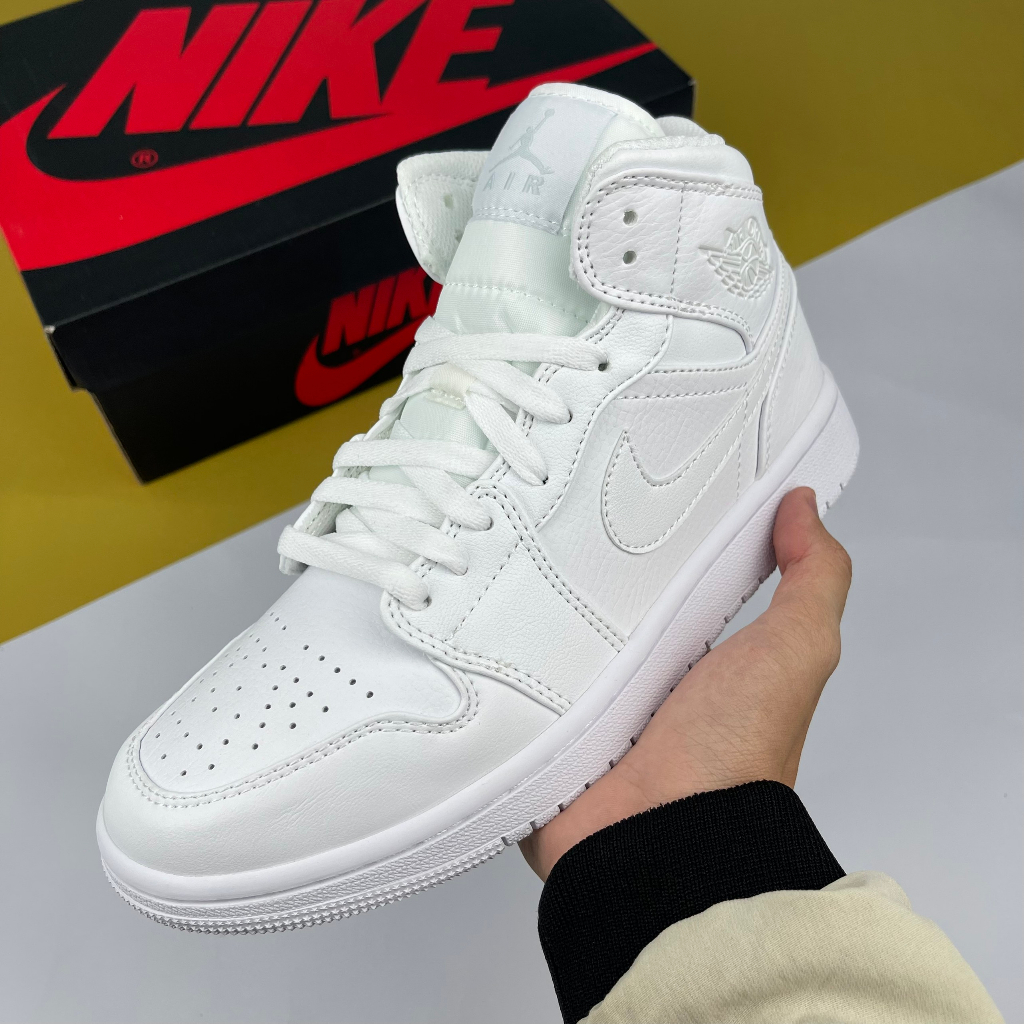 Giày JD1 Mid Patent Triple White, JD1 Cao Full Trắng Bản Cao Cấp - Than.Shoes
