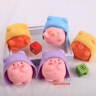 Squishy bánh gấu mặc áo choàng donut gấu rilakuma mini hiếm
