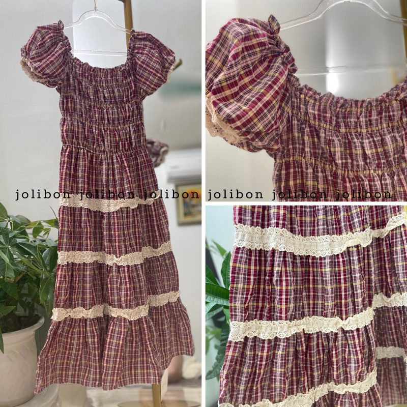 Váy đầm maxi chun ngực viền ren kẻ sọc freesize