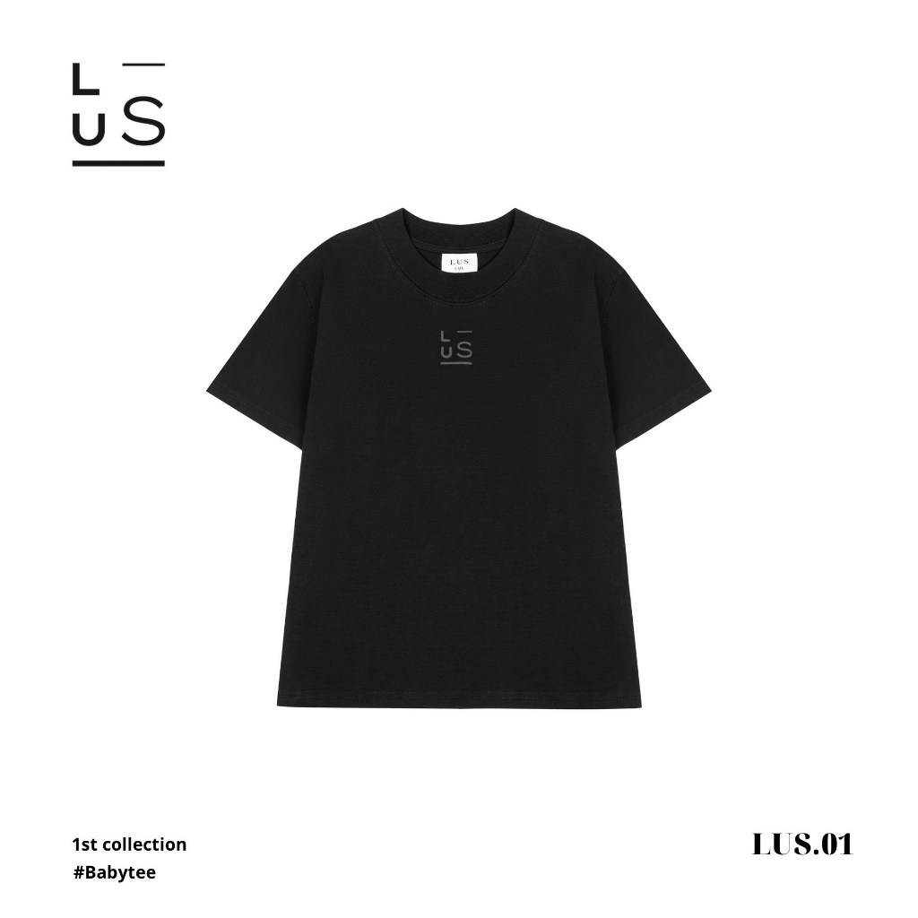 Áo thun babytee đen form nhỏ logo LUS