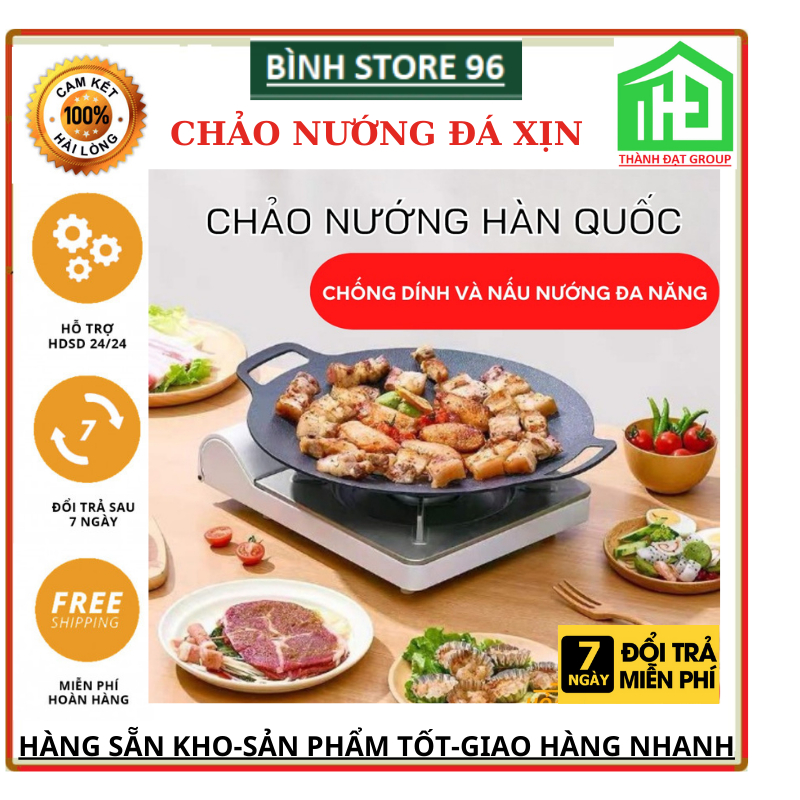 Chảo Đá Nướng Chống Dính Không Cần Dầu Ecoramic Hàn Quốc,Size 34cm, Chảo Đa Năng, Chống Dính Và C