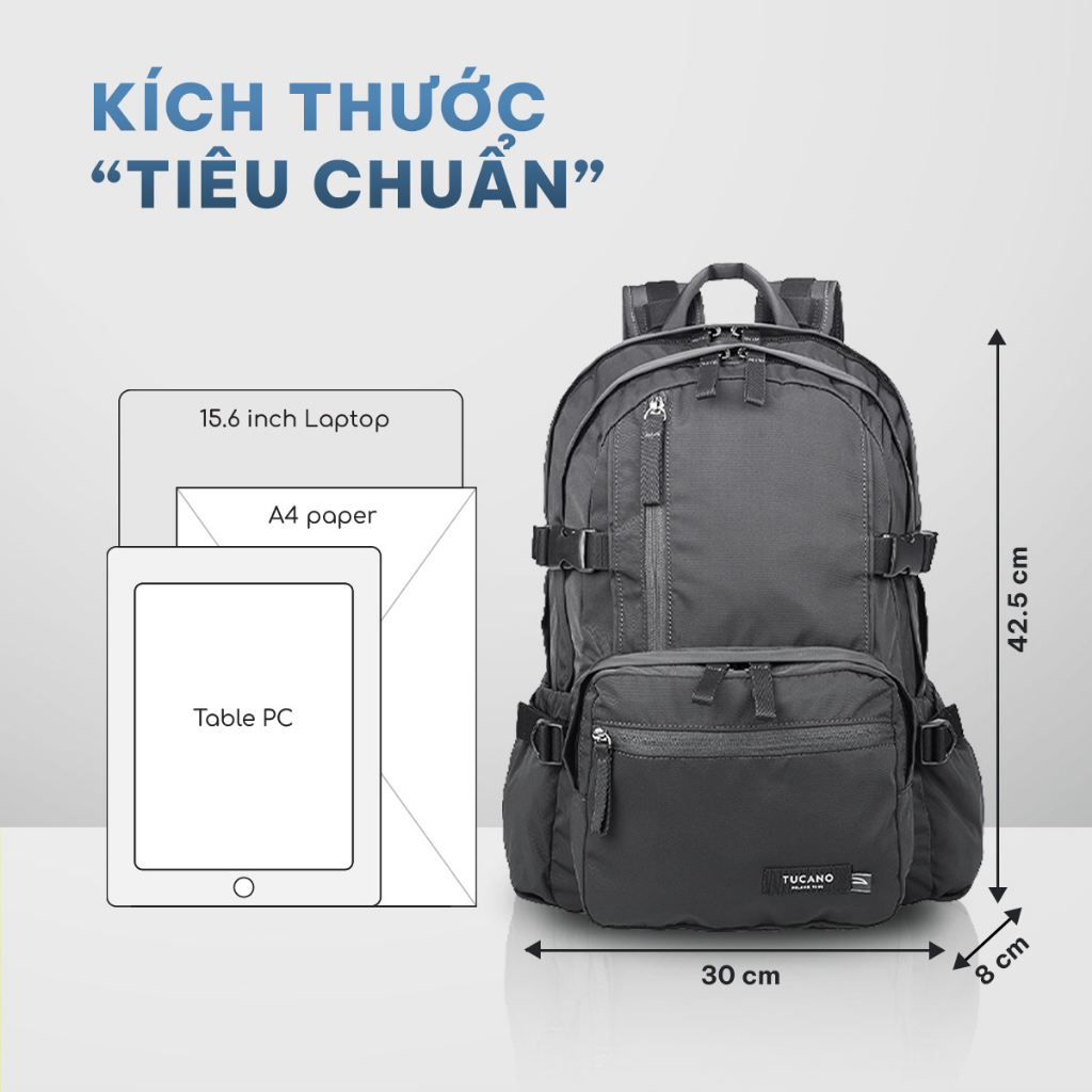 Balo du lịch Tucano Desert Travel Eco tái chế, chống thấm nước 15.6 inch