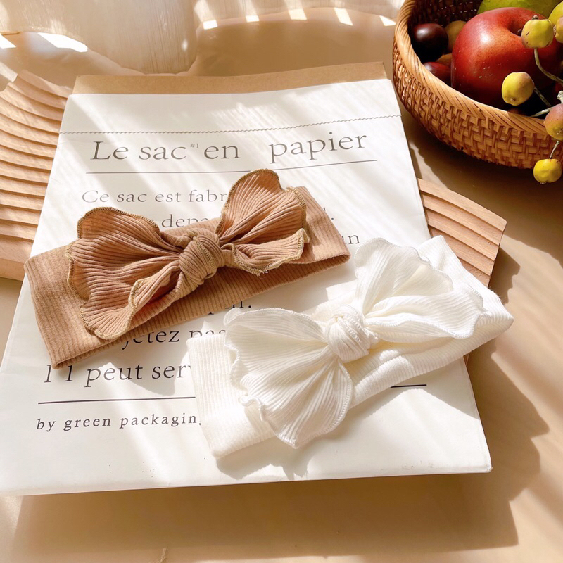 Băng đô, turban nơ bèo cotton cho bé