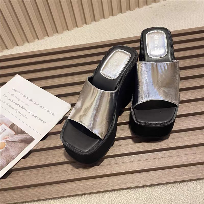 ORDER  🌹 Dép quai ngang da trơn denim , da trơn đế bánh mì 7cm