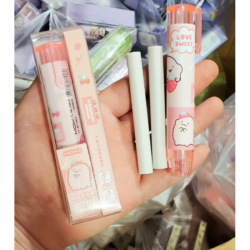 Set Gôm/Tẩy Bút Chì Dạng Bấm Kèm 2 Lõi Thay Thế Mẫu Dễ Thương
