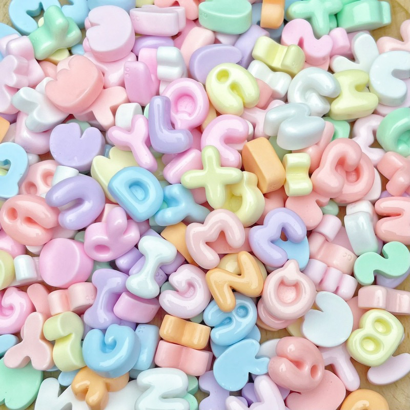 Gói 25g Charm Chữ Béo Tông Màu Pastel Ngọt Ngào Trang Trí DIY Cùng Kem Keo Siêu Xinh