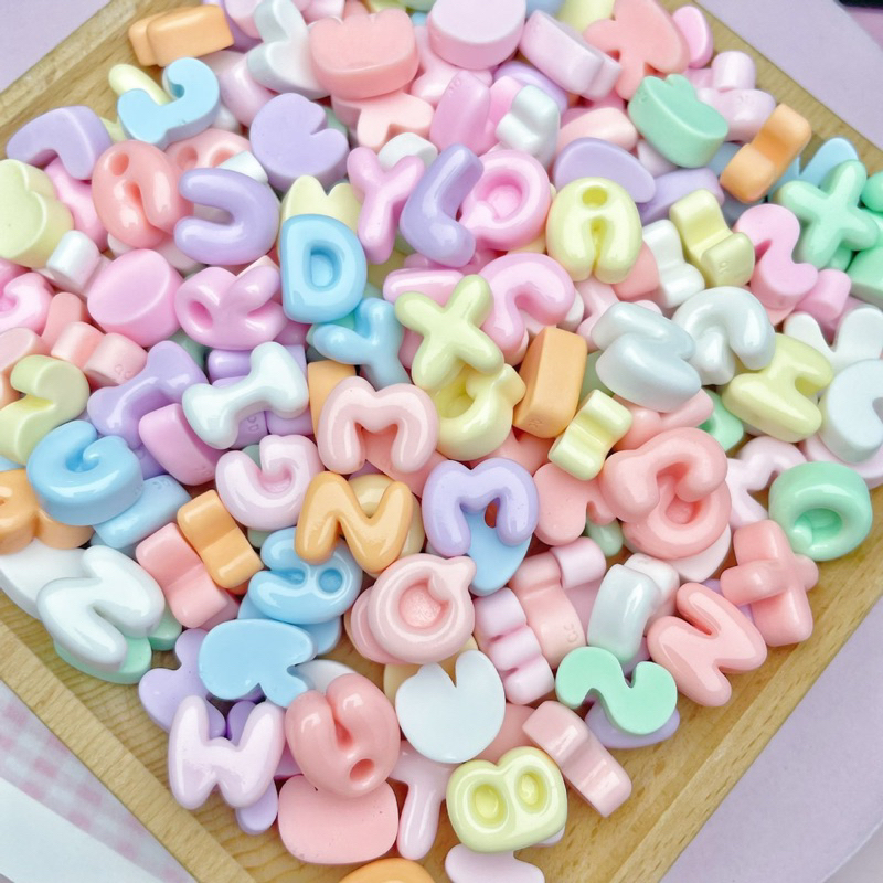 Gói 25g Charm Chữ Béo Tông Màu Pastel Ngọt Ngào Trang Trí DIY Cùng Kem Keo Siêu Xinh